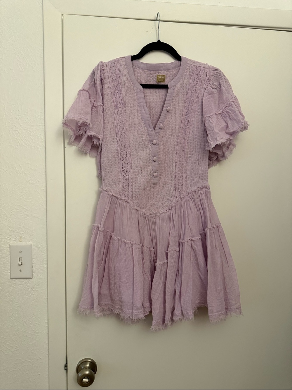 Free People Lavender Tiered Ruffle Mini Dress